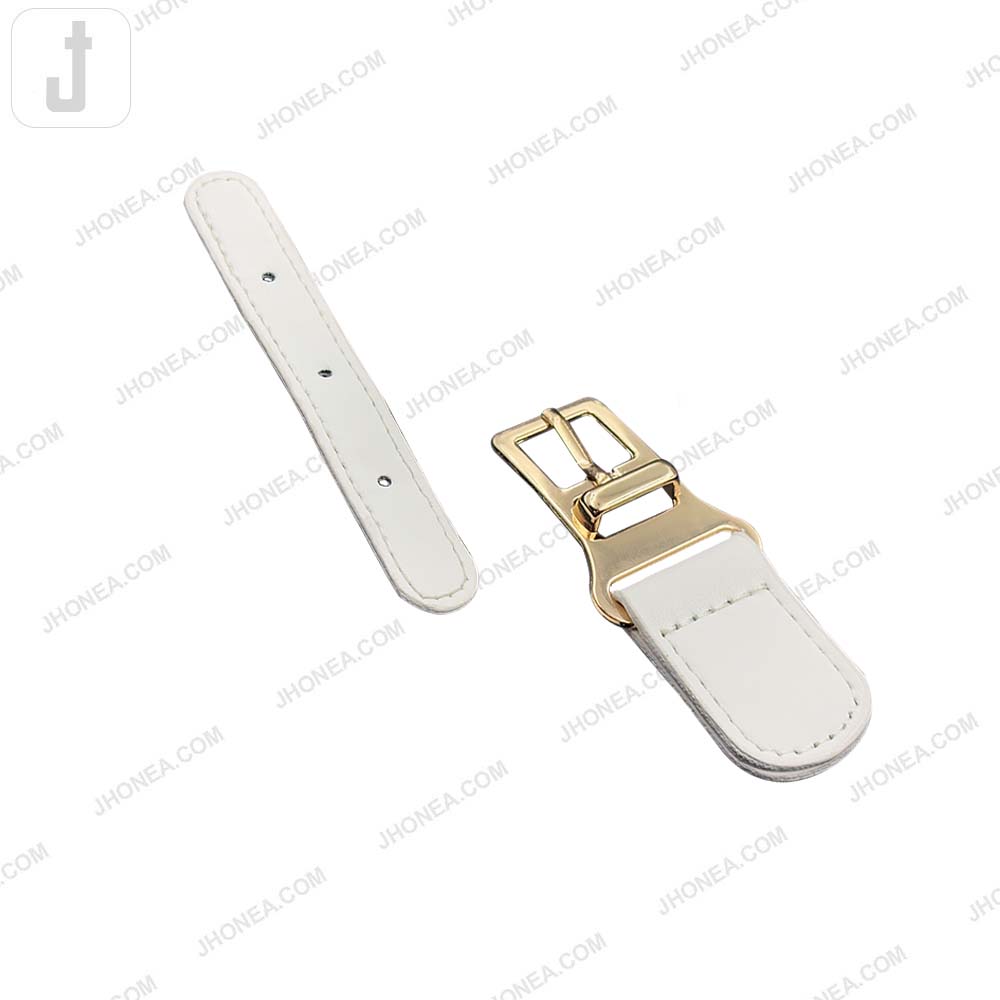 Fashionable Shiny Gold Buckle with Prong PU Belt