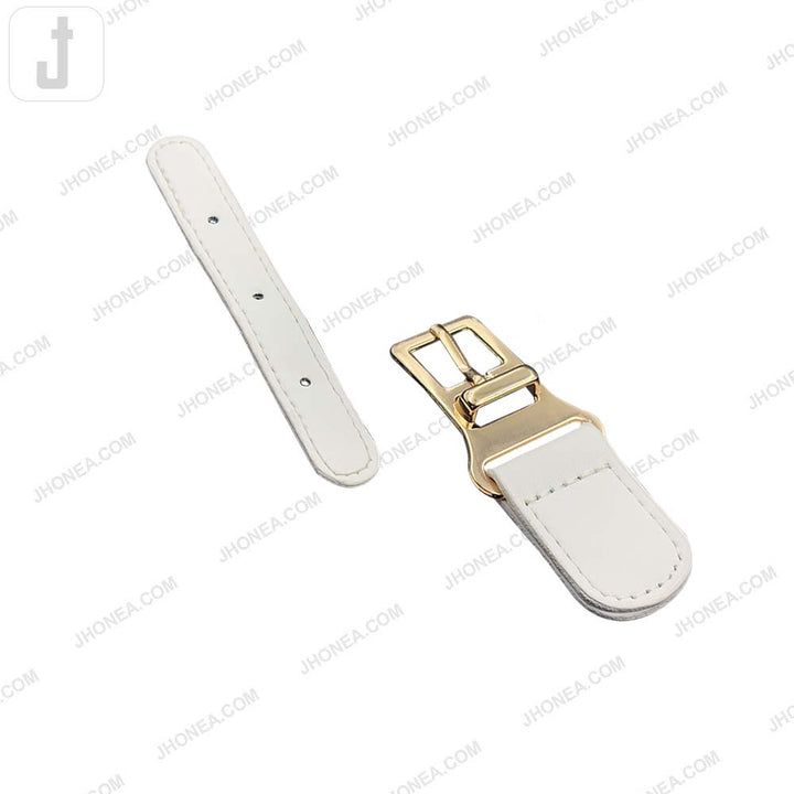 Fashionable Shiny Gold Buckle with Prong PU Belt