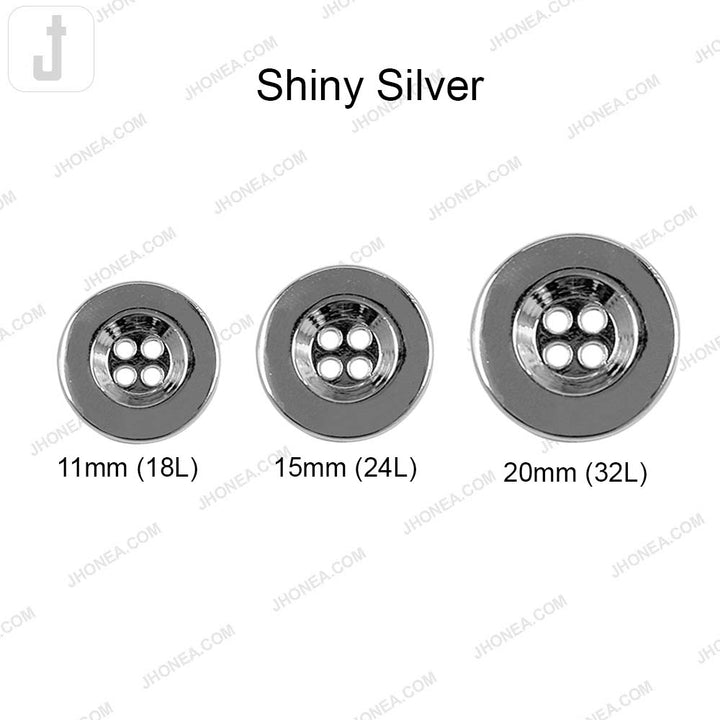 Premium Shiny Finish 4-Hole Hollow Metal Buttons for Jackets/Coats/Blazers