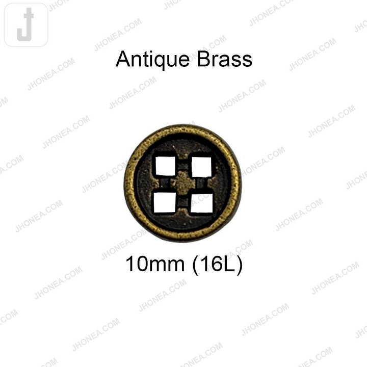 Versatile 10mm Round Shape 4 Hole Alloy Metal Buttons