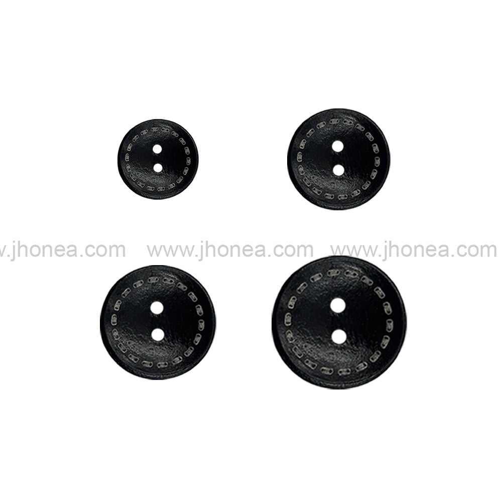 Round Shape 2-Hole Classic Black Hollow Wooden Buttons