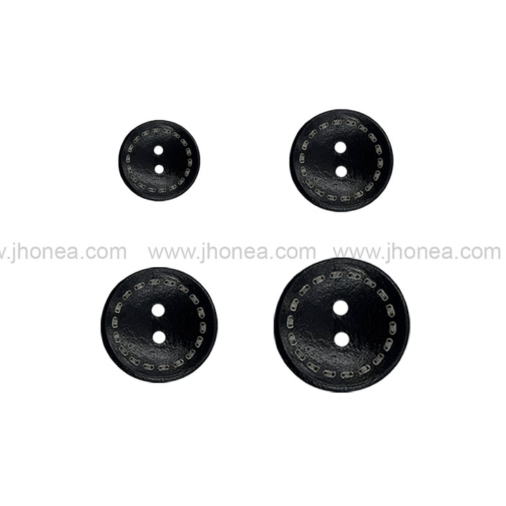 Round Shape 2-Hole Classic Black Hollow Wooden Buttons