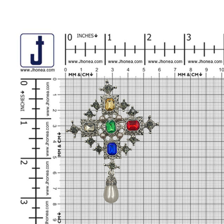 Beautiful Vintage Multicolour Diamond & Pearl Brooch Pin
