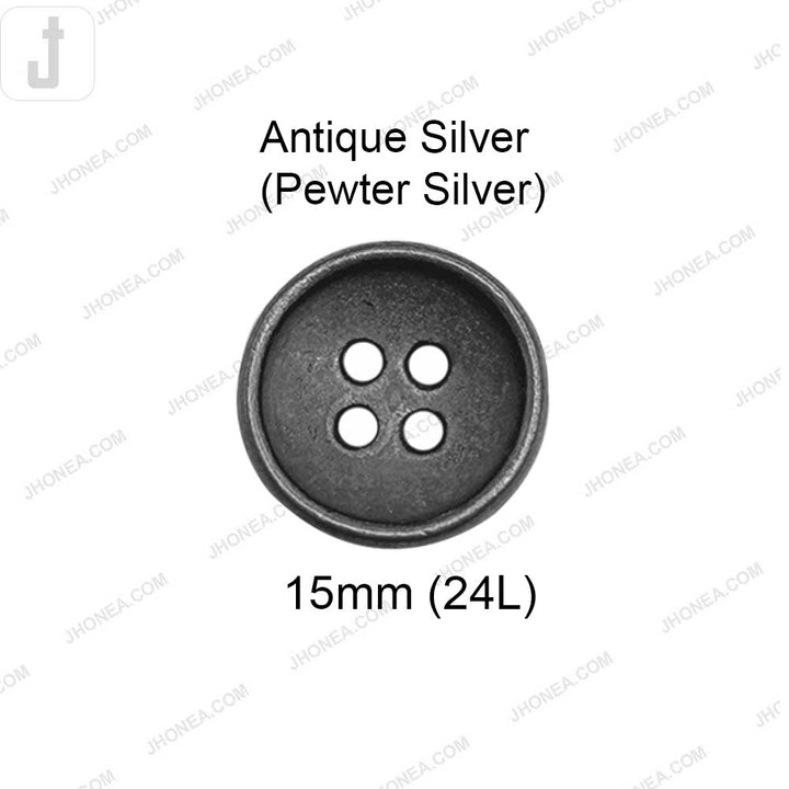 Round Vintage Style 4-Hole Metal Buttons for Sewing and Crafts