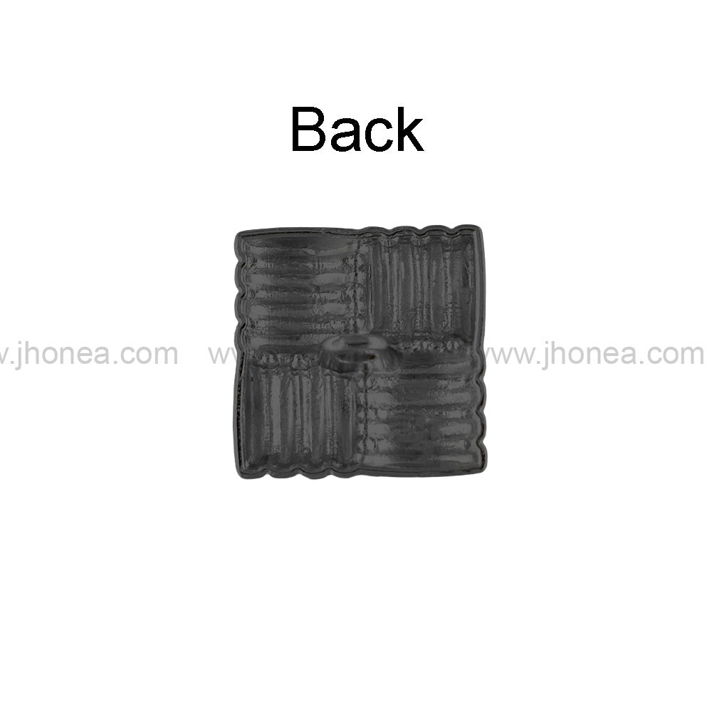 Eye-Catching Square Ribbed Design Shiny Finish Loop Shank Metal Button