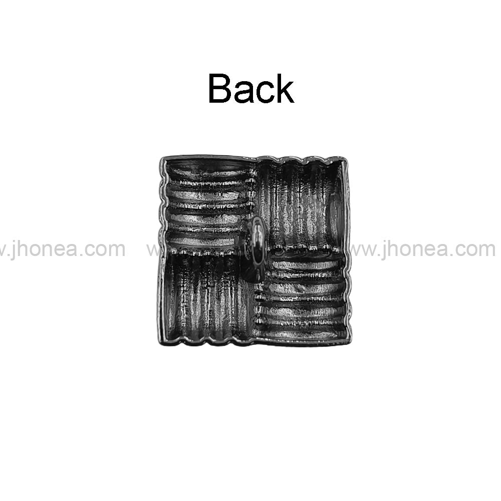 Eye-Catching Square Ribbed Design Shiny Finish Loop Shank Metal Button