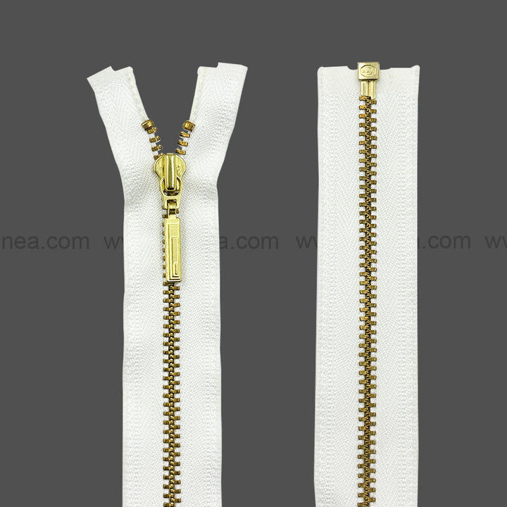 YKK #3 gold metal zipper with white tape open end zippers for jackets and hoodies