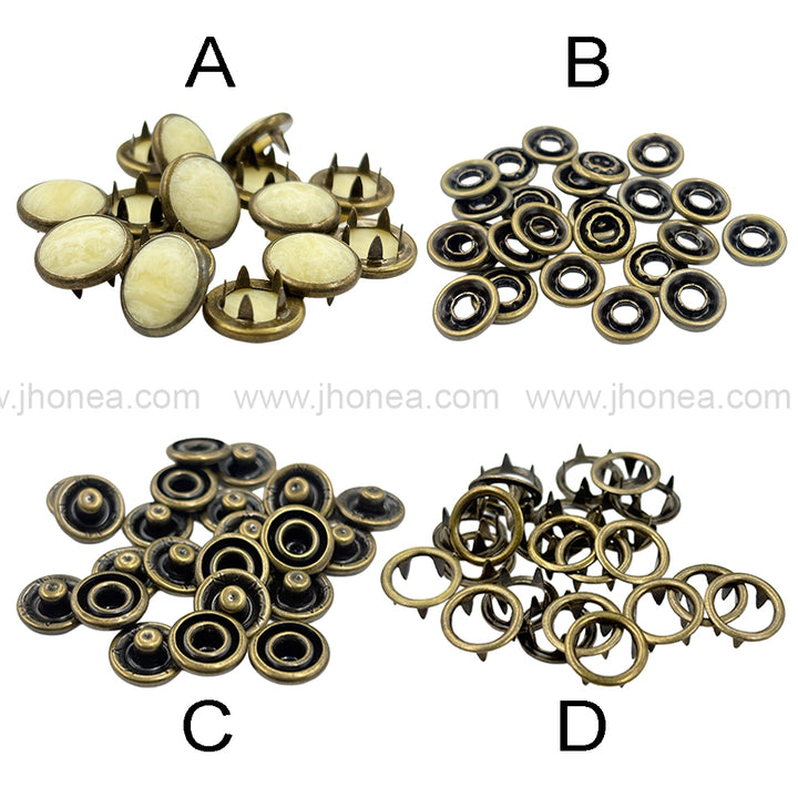 Classic 12mm(20L) Solid Brass Prong Snap Buttons with Resin Cap