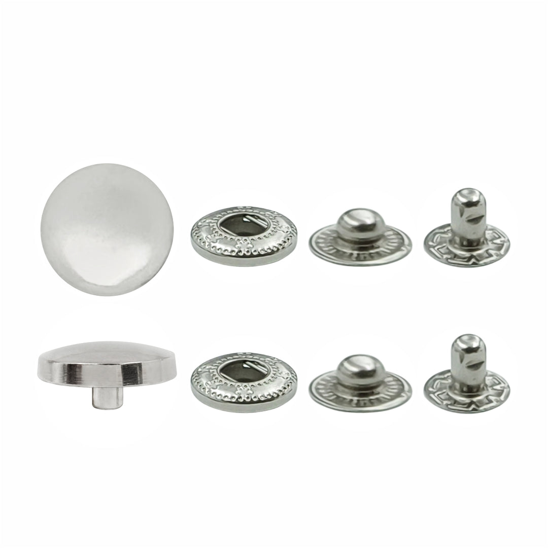 Round Shape 12mm Chrome Finish Snap Buttons for Denim Shirts