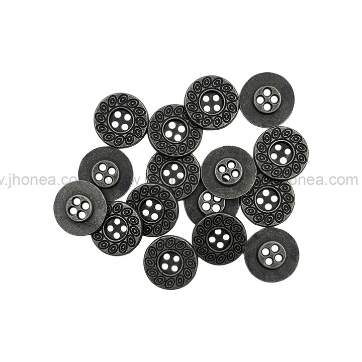Beautiful Eye-Catching Engraved Design Antique Silver 4-Hole Metal Buttons
