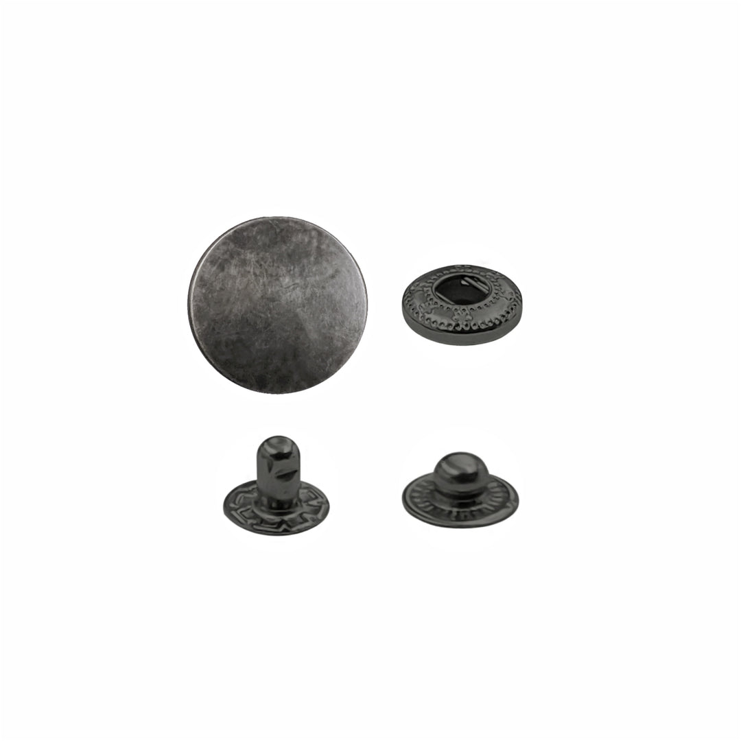 Standard-Quality Pewter Silver 4-Part Metal Snap Buttons for Leather, Jackets, DIY