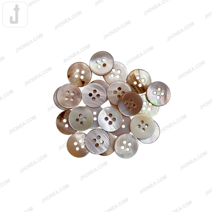 Glossy & Shiny Pearlescent Natural 4 Hole Shirt Buttons