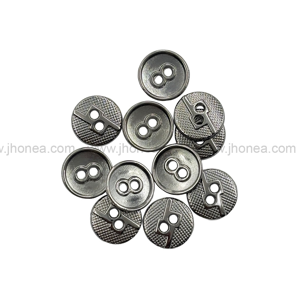 Square 2-Hole Round Shape Unique Surface Black Nickel (Gunmetal) Finish Shirt Buttons