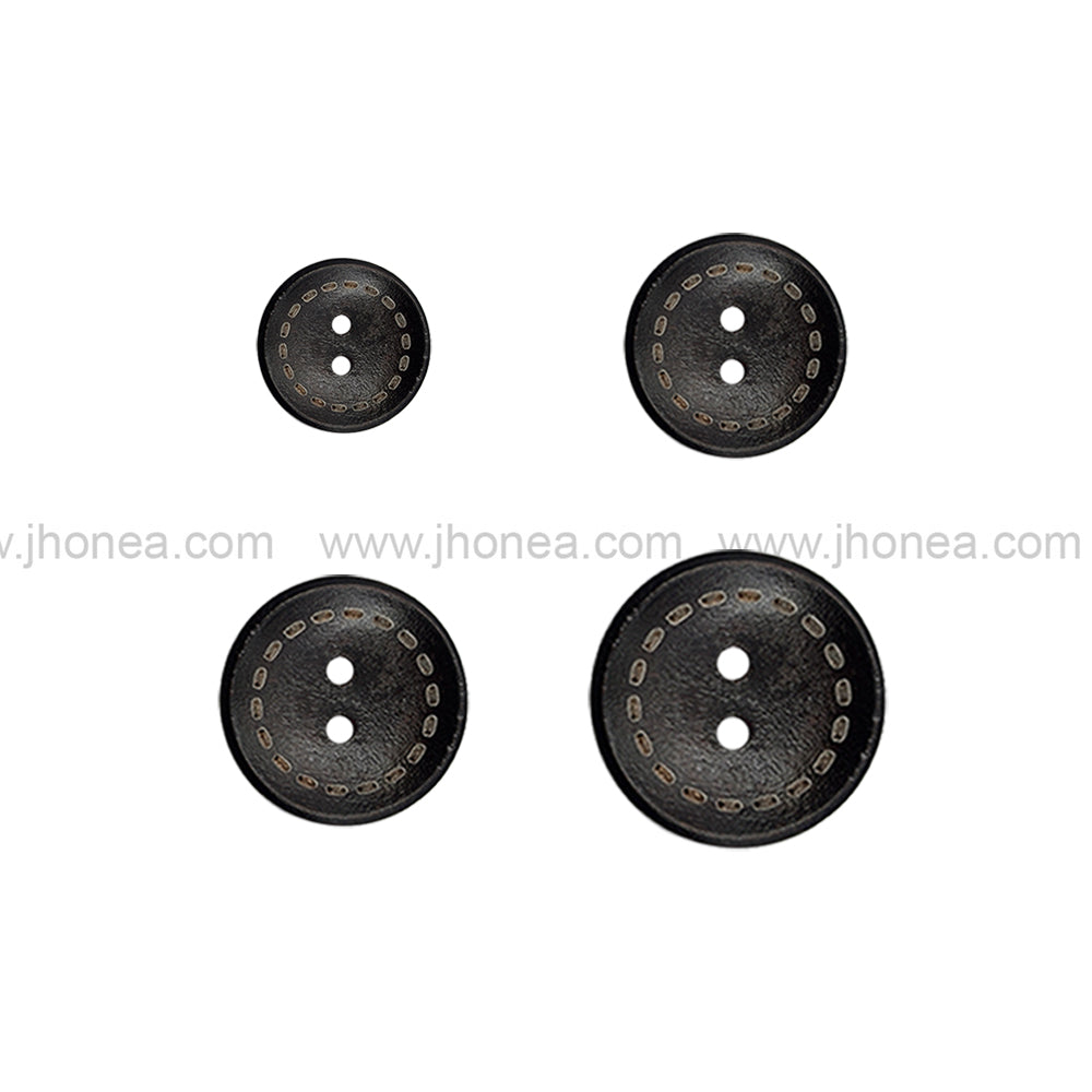 Round Shape 2-Hole Classic Dark Brown Hollow Wooden Buttons