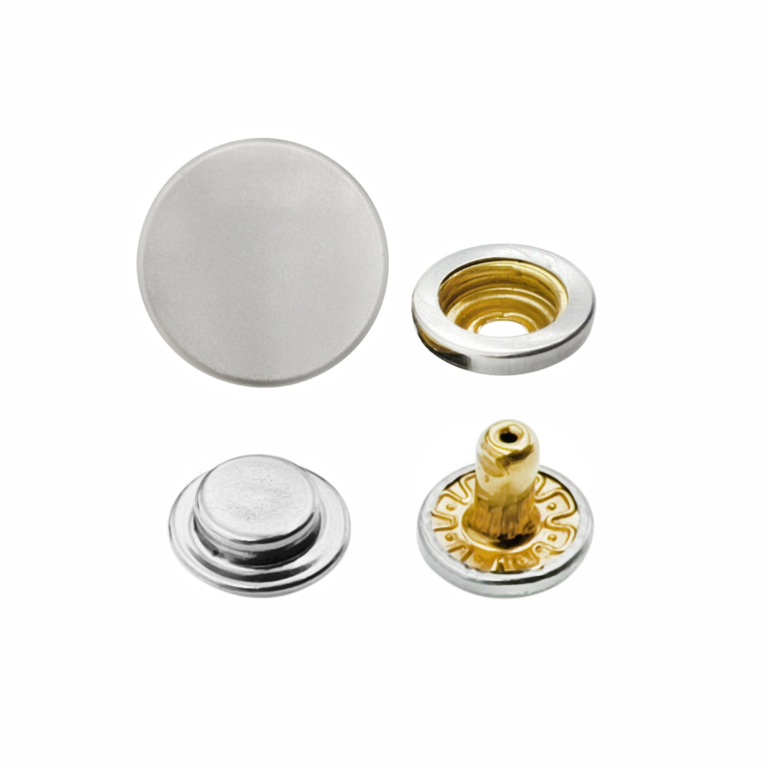 Matte Silver 4-Part Press Snap Buttons Fasteners Set for Garments/Leather Accessories