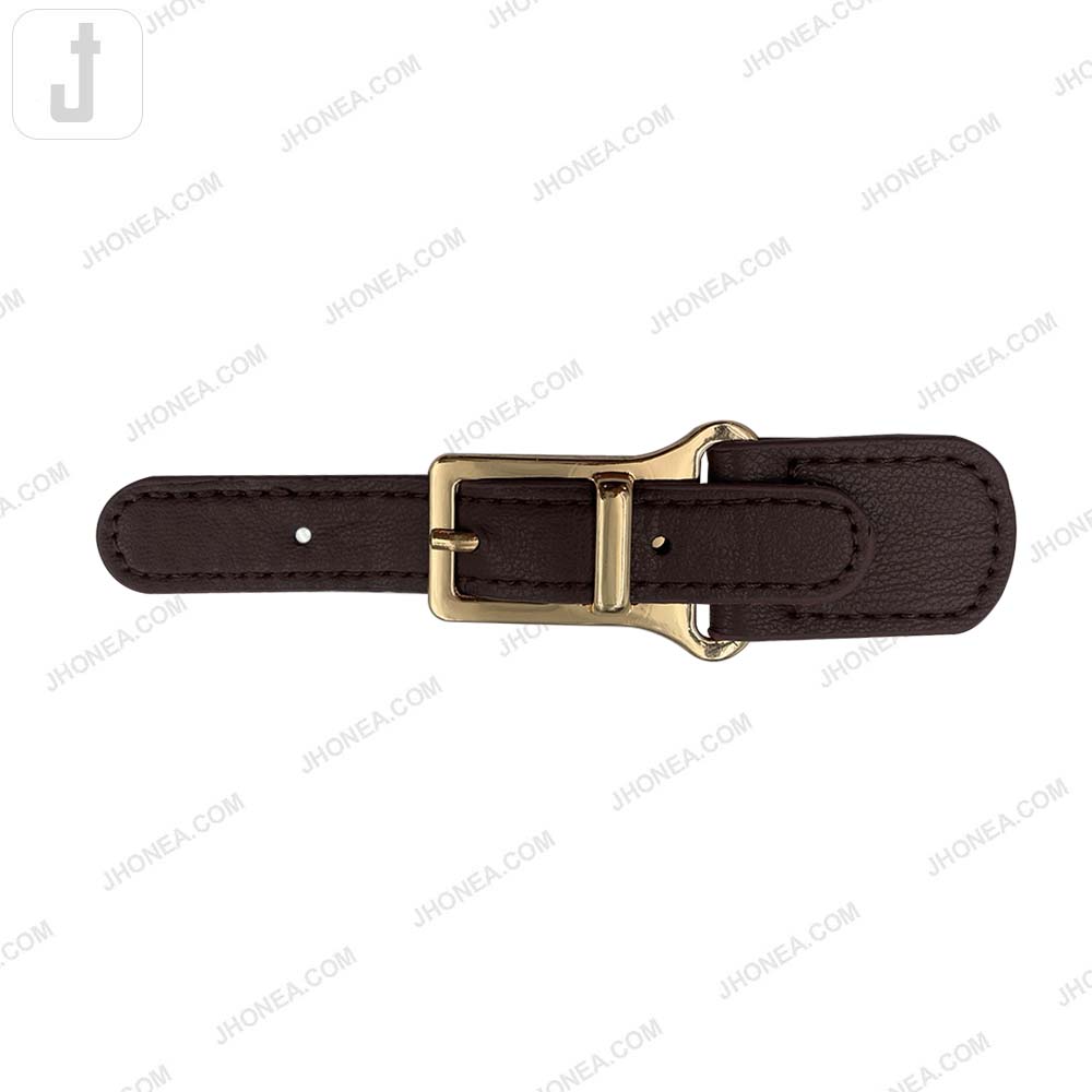 Fashionable Shiny Gold Buckle with Prong PU Belt