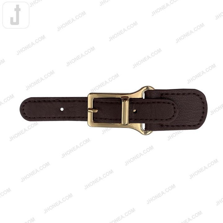 Fashionable Shiny Gold Buckle with Prong PU Belt
