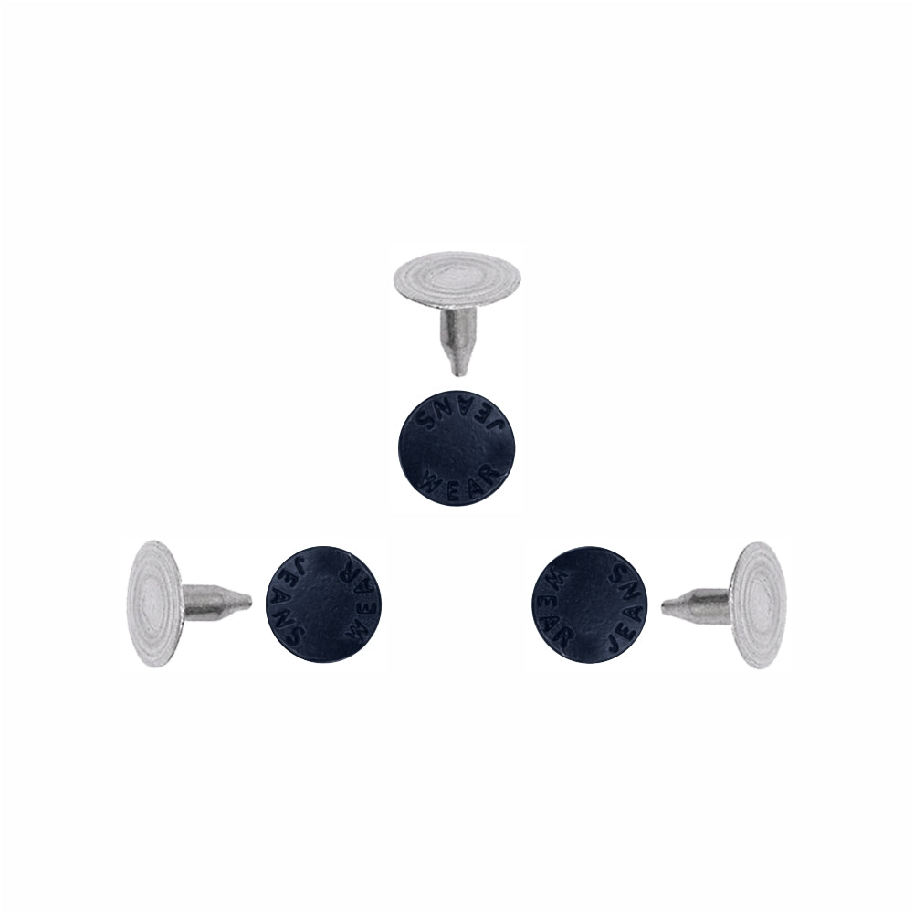 Round and simple rivet stud fasteners for jackets and jeans in navy blue color