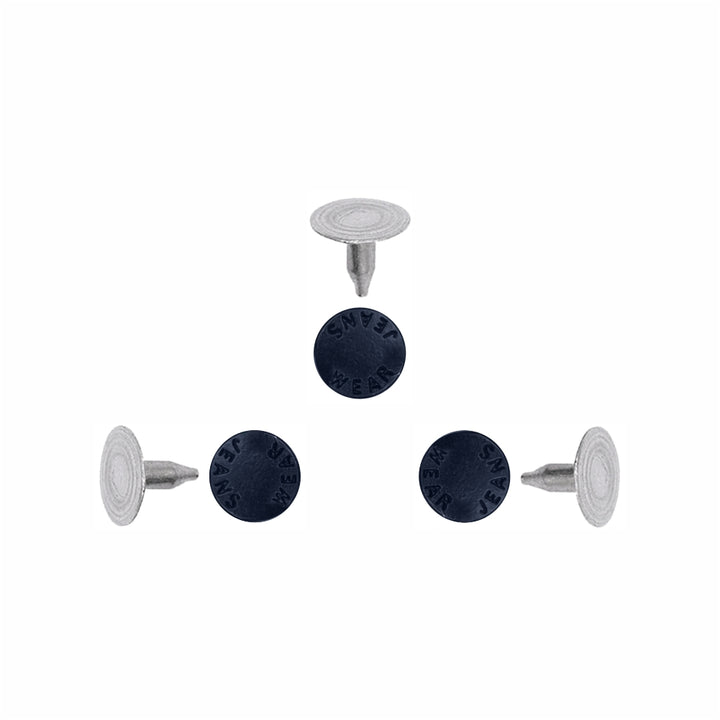 Round and simple rivet stud fasteners for jackets and jeans in navy blue color