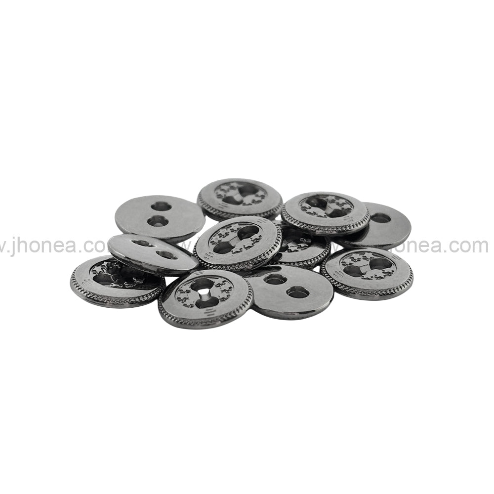 Premium Round Shape Stars Engraved 2-Hole Metal Buttons