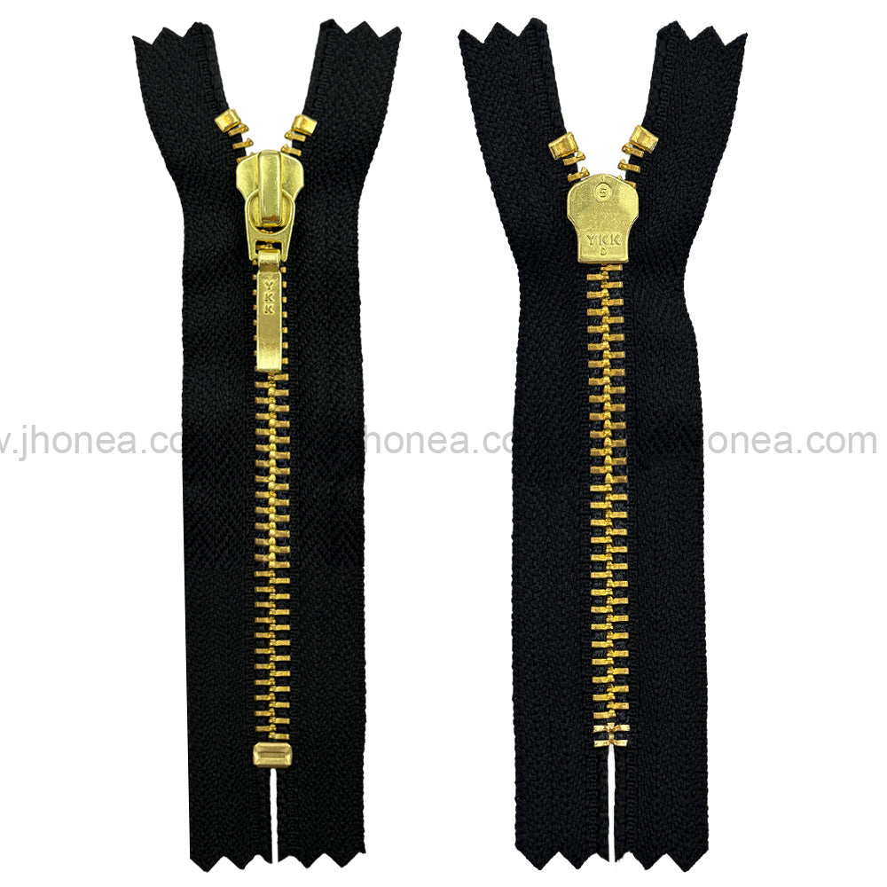 YKK- #5 Quality Designer Gold with Black/White YKK Metal Zipper for Jackets