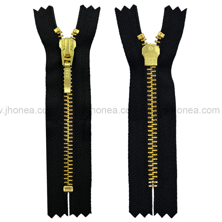 YKK- #5 Quality Designer Gold with Black/White YKK Metal Zipper for Jackets