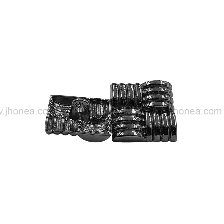 Eye-Catching Square Ribbed Design Shiny Finish Loop Shank Metal Button