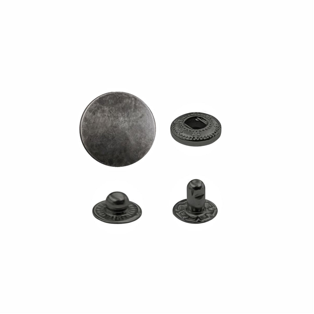 Standard-Quality Pewter Silver 4-Part Metal Snap Buttons for Leather, Jackets, DIY