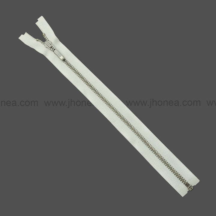 YKK- #3Number Silver with White YKK Premium Quality Open-End Metal Zipper for Dresses