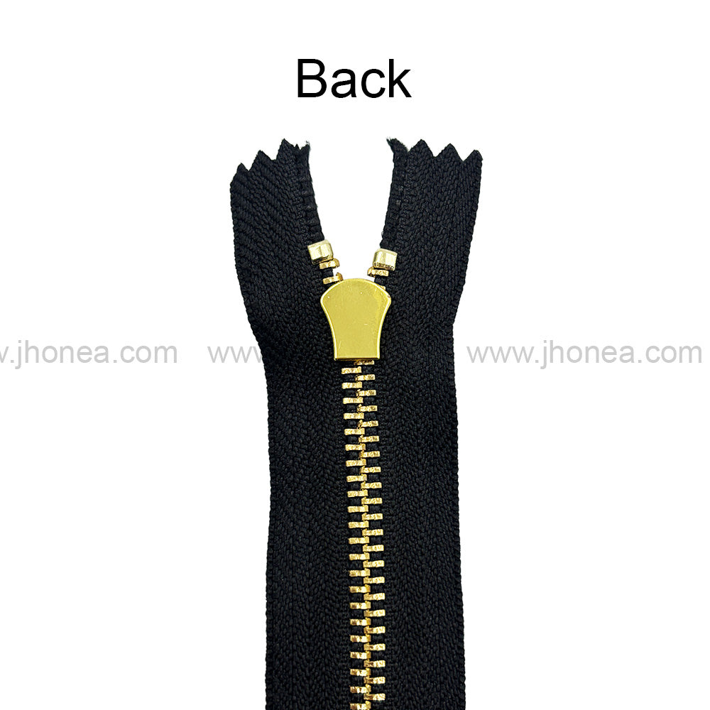 Number #5 Designer Shiny Gold Metal Teeth Fashion Zipper