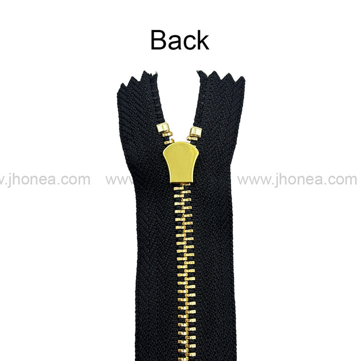 Number #5 Designer Shiny Gold Metal Teeth Fashion Zipper