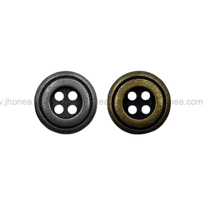 Vintage Reversible 4-Hole Double Rim Round Metal Buttons