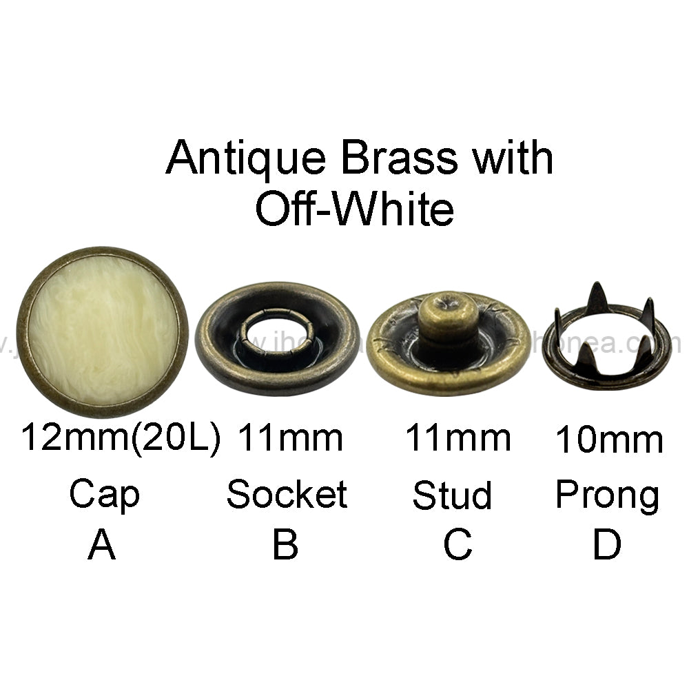 Classic 12mm(20L) Solid Brass Prong Snap Buttons with Resin Cap