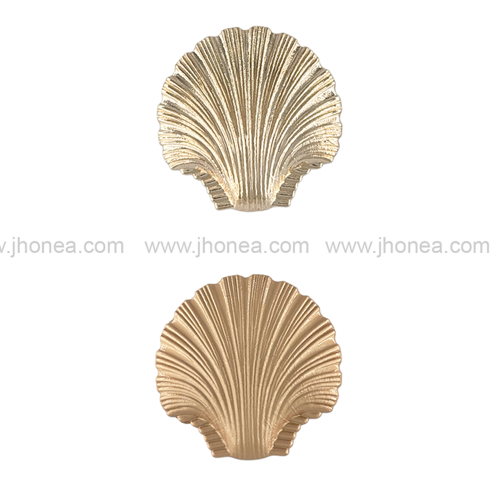 Ornate 25mm(40L) Sea Shell-Shaped Shank Metal Button. Shiny Gold and Matte Gold 