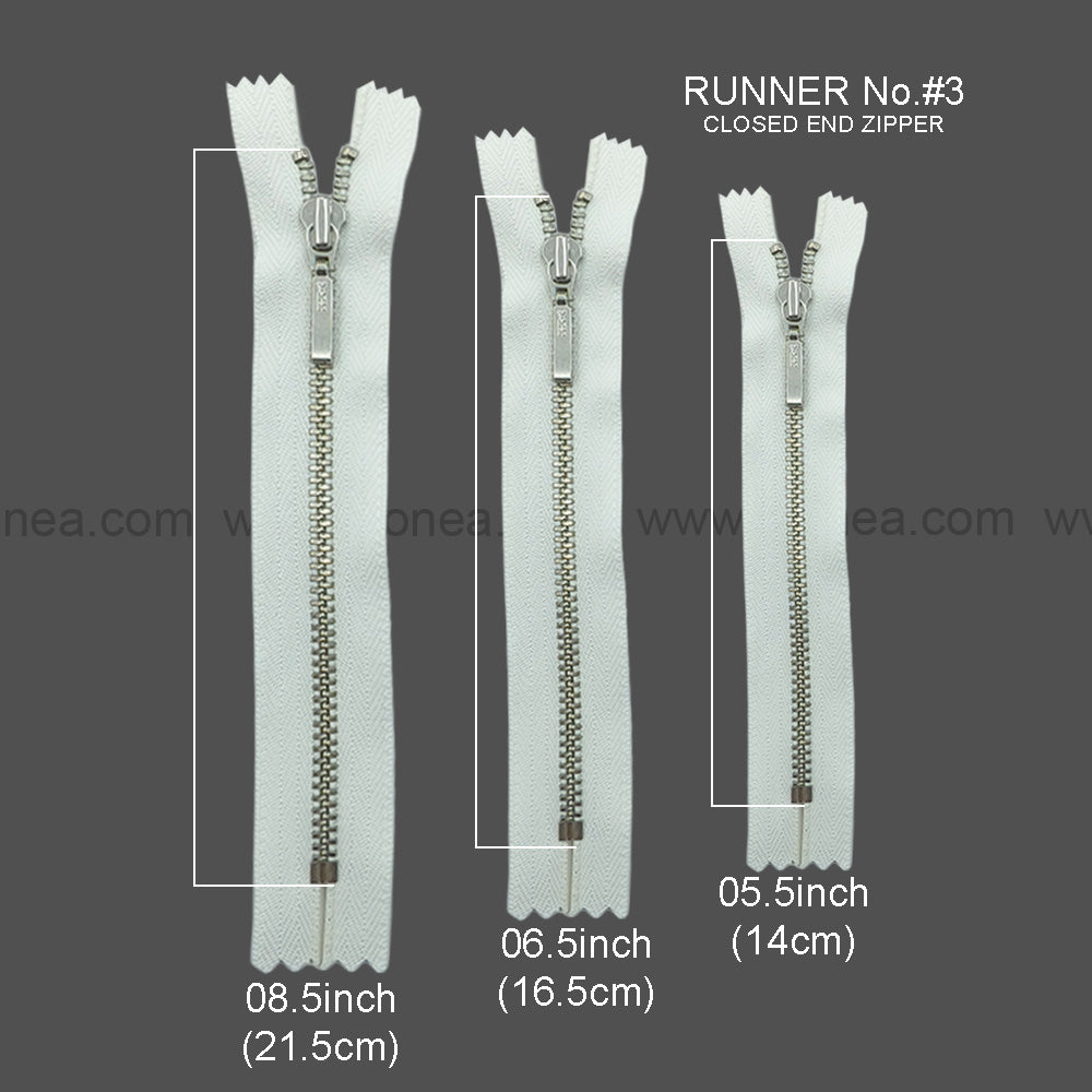 YKK- #3Number Silver Teeth YKK Premium Quality Metal Zipper for Dresses