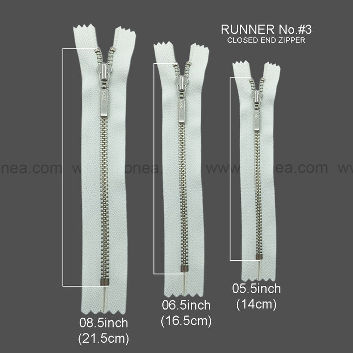 YKK- #3Number Silver Teeth YKK Premium Quality Metal Zipper for Dresses