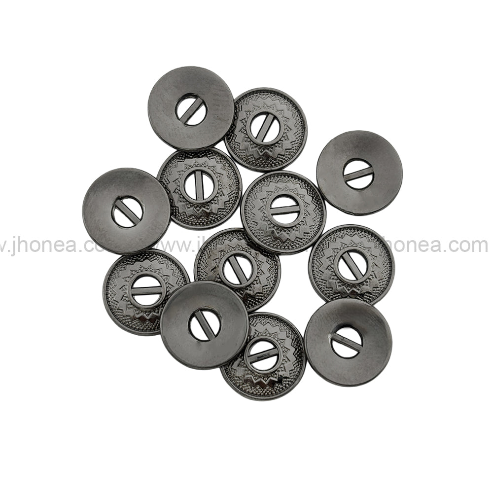 Very Unique Structure Engraved Design Black Nickel (Gunmetal) Metal 2-Hole Shirt Buttons
