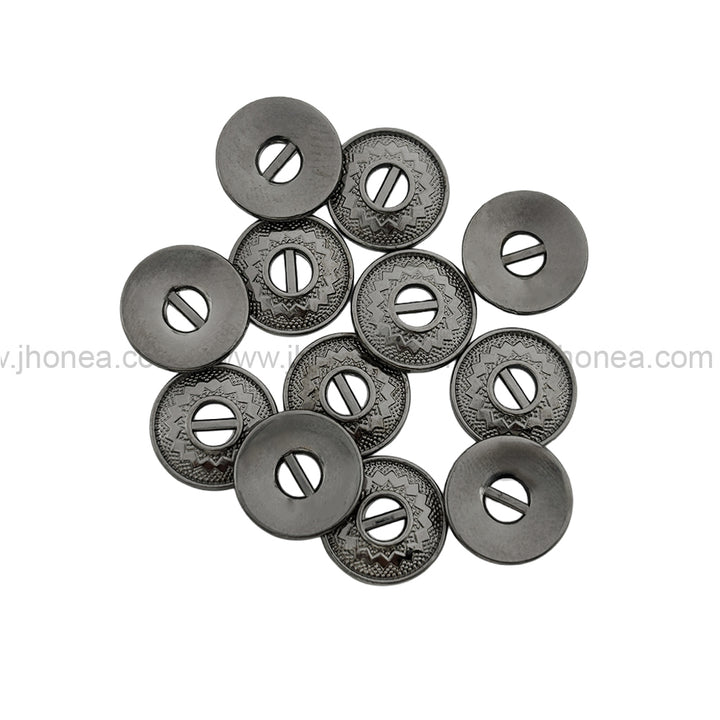 Very Unique Structure Engraved Design Black Nickel (Gunmetal) Metal 2-Hole Shirt Buttons