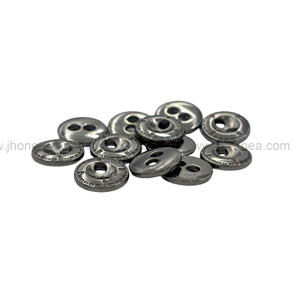 Engraved Rim 2-Hole Round Shape Shirt/Kurta Metal Buttons