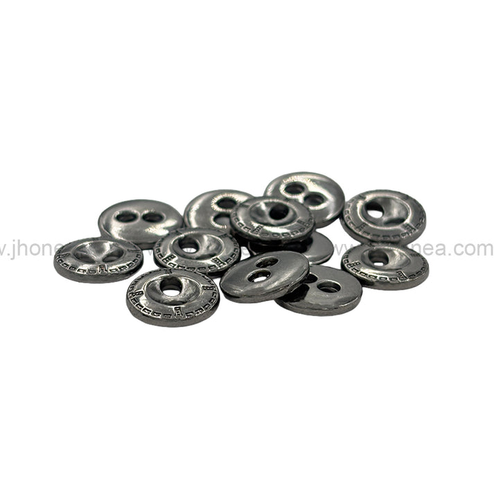 Engraved Rim 2-Hole Round Shape Shirt/Kurta Metal Buttons
