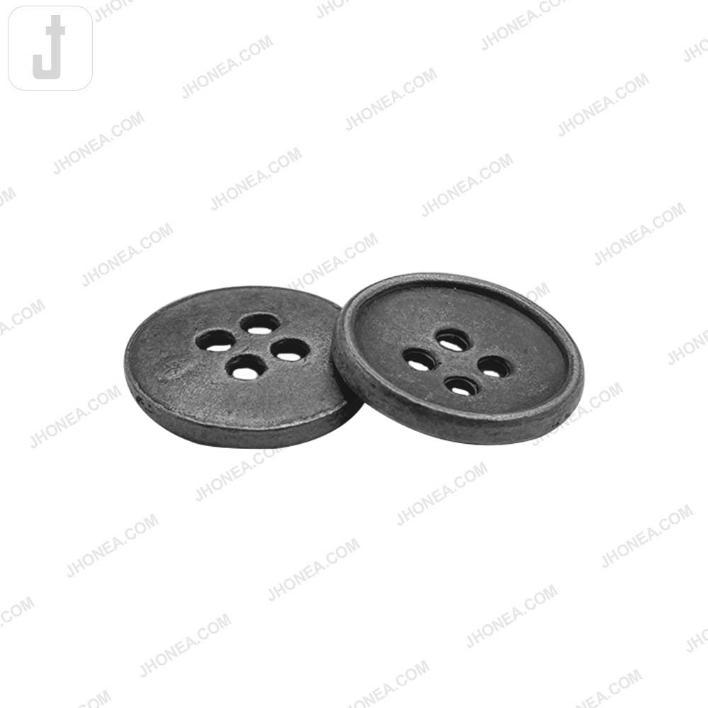 Round Vintage Style 4-Hole Metal Buttons for Sewing and Crafts
