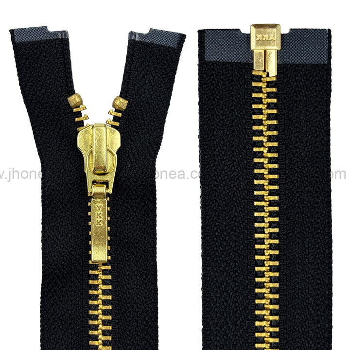 YKK- #5 Quality Designer Gold with Black/White YKK Metal Zipper for Jackets