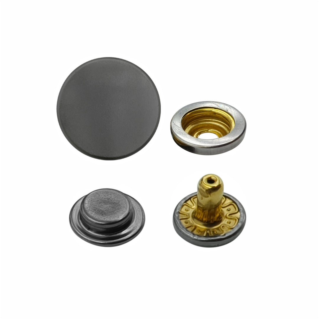 Matte Dark Grey 4-Part Press Snap Buttons Fasteners Set for Garments/Leather Accessories