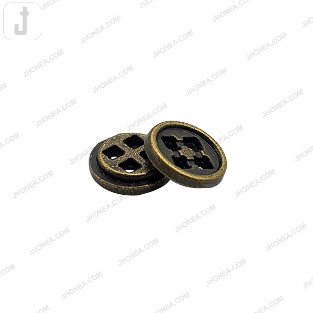 Versatile 10mm Round Shape 4 Hole Alloy Metal Buttons