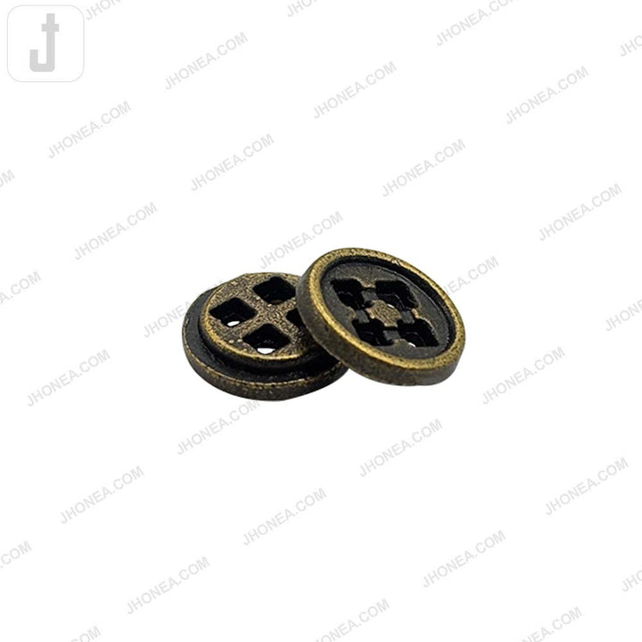 Versatile 10mm Round Shape 4 Hole Alloy Metal Buttons