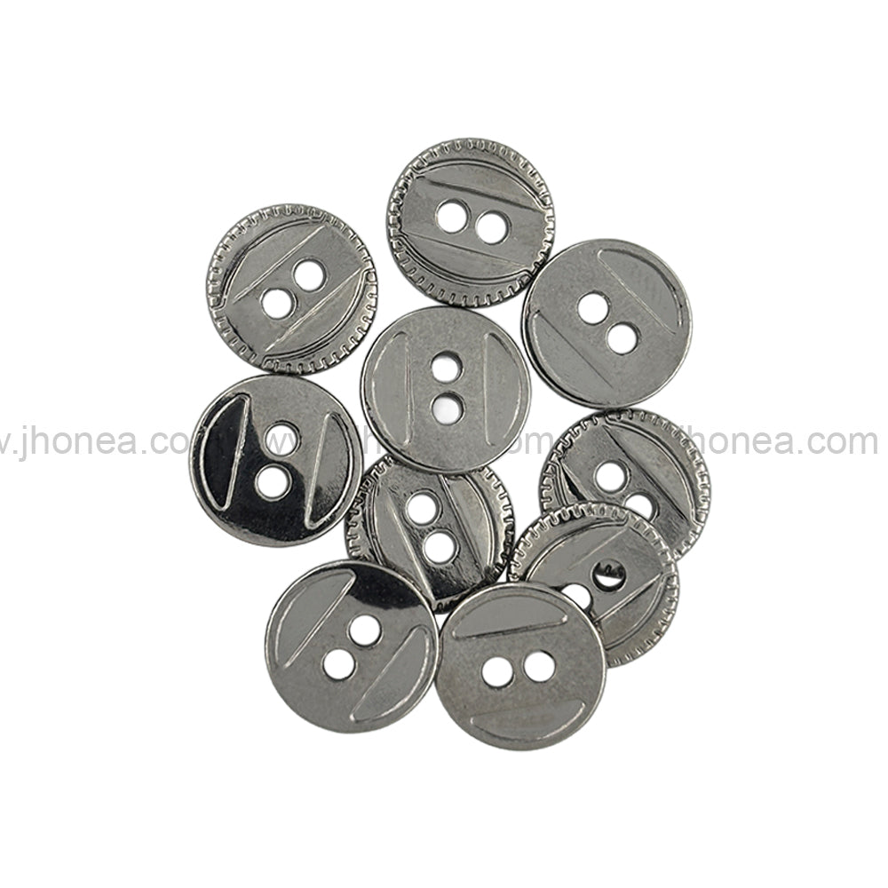 Western Style 2-Hole Round Shape Black Nickel (Gunmetal) Metal Button for Dresses