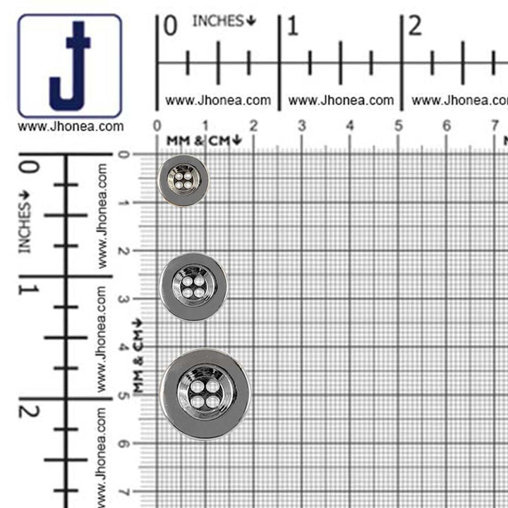 Premium Shiny Finish 4-Hole Hollow Metal Buttons for Jackets/Coats/Blazers