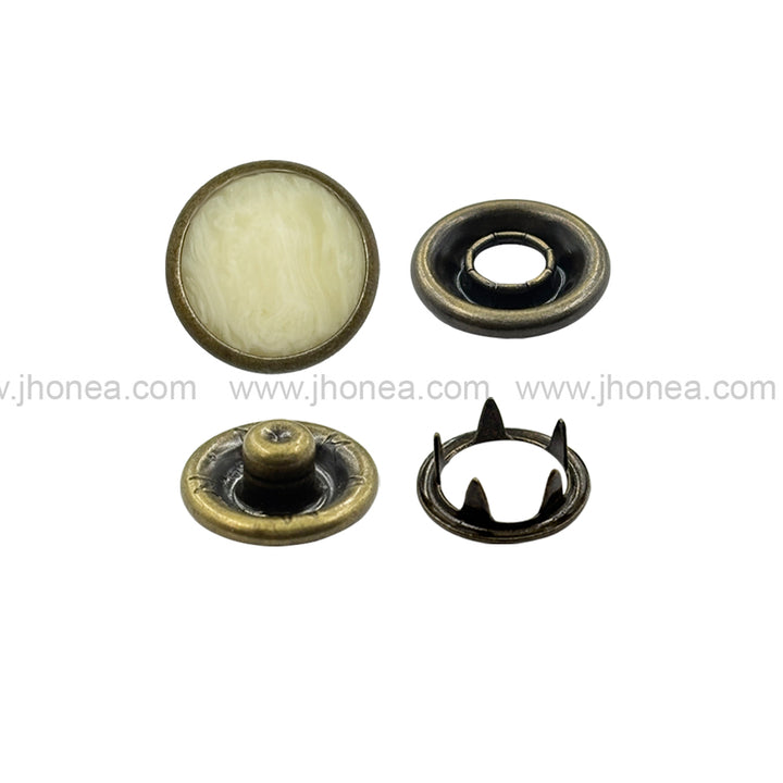 Classic 12mm(20L) Solid Brass Prong Snap Buttons with Resin Cap
