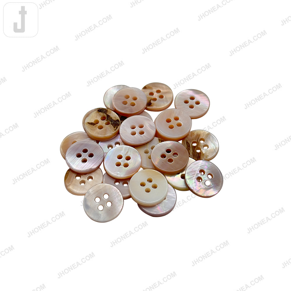 Glossy & Shiny Pearlescent Natural 4 Hole Shirt Buttons