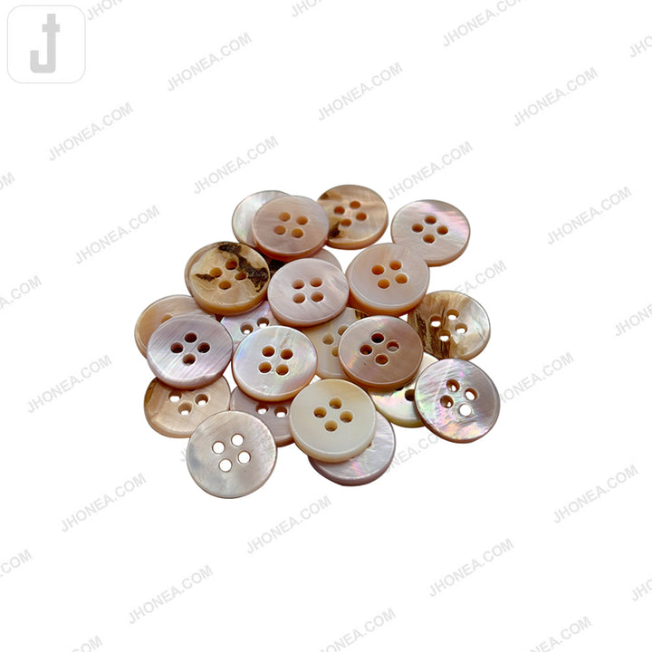 Glossy & Shiny Pearlescent Natural 4 Hole Shirt Buttons